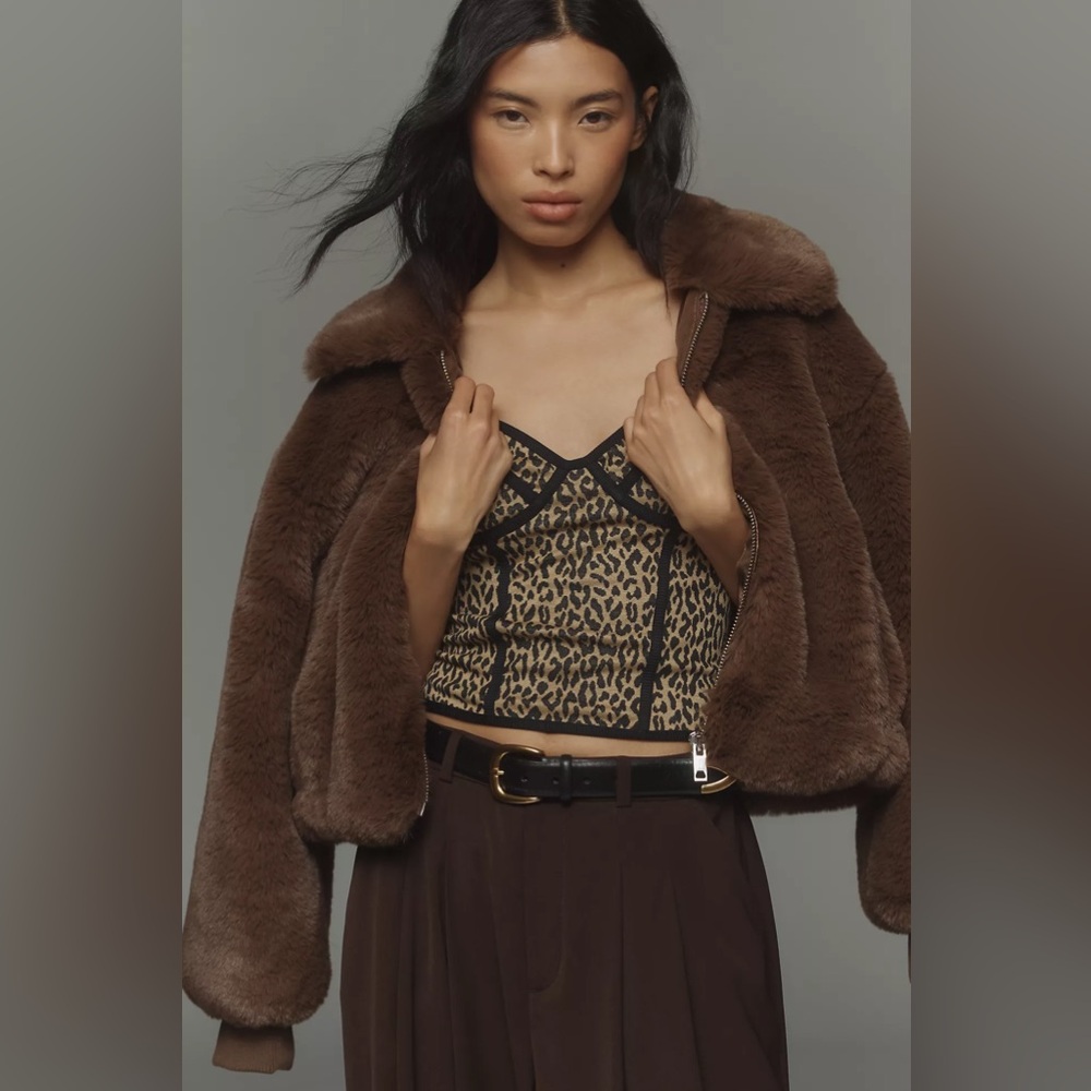 Anthropologie-Leopard Print Crop Top